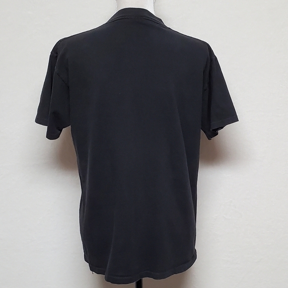 Vintage 1990s Oneita Washed Black Las Vegas Nevada Gold Embroidered Graphic Tee - Picture 8 of 11